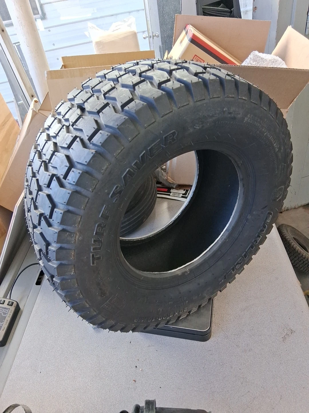 Specifications Supplier # 5111111 Product # 5111111 Z # 170000892 Size 20X8.00-10/4 Ship Weight 12.30 Ply 4 Seasonal Designation All Other Sidewall Black Wall Load Range B Max Load Single 910@24 Max Tire Pressure 24 Overall Diameter 20 Rim Width Max 6 Rim Width Min 6 Ship Weight 12.3 Studdable N Tread Depth 0